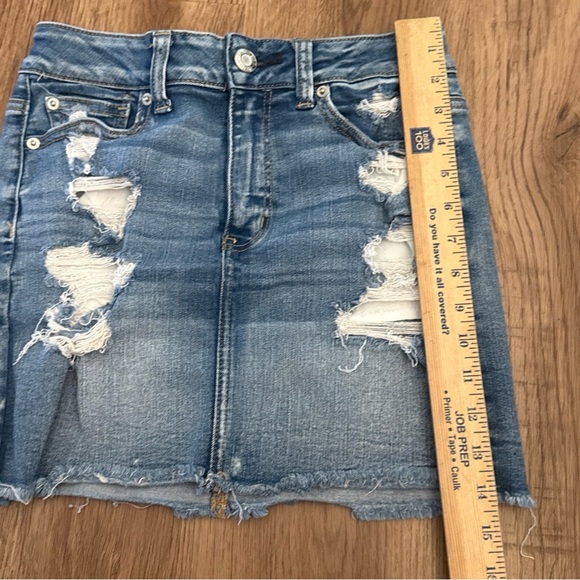 American Eagle Skirt Womens 4 Blue Mini Next Level Stretch X Distressed Preppy - Picture 6 of 7